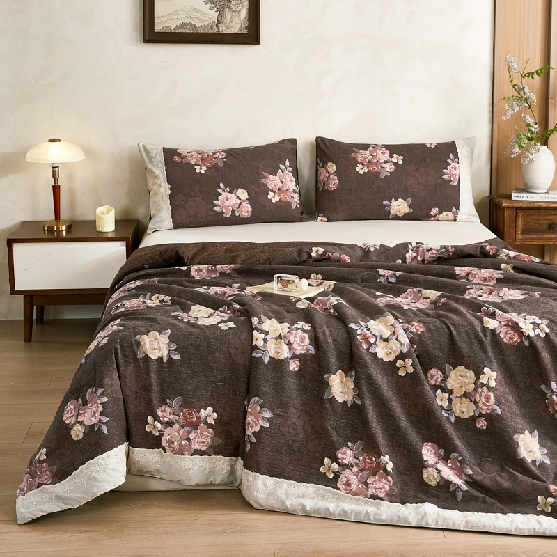 Summer Washed Cotton Quilt Air-conditioning Comforter Soft Breathable Blanket Thin 150/200CM Bedspread Bed Cover Home Textiles
