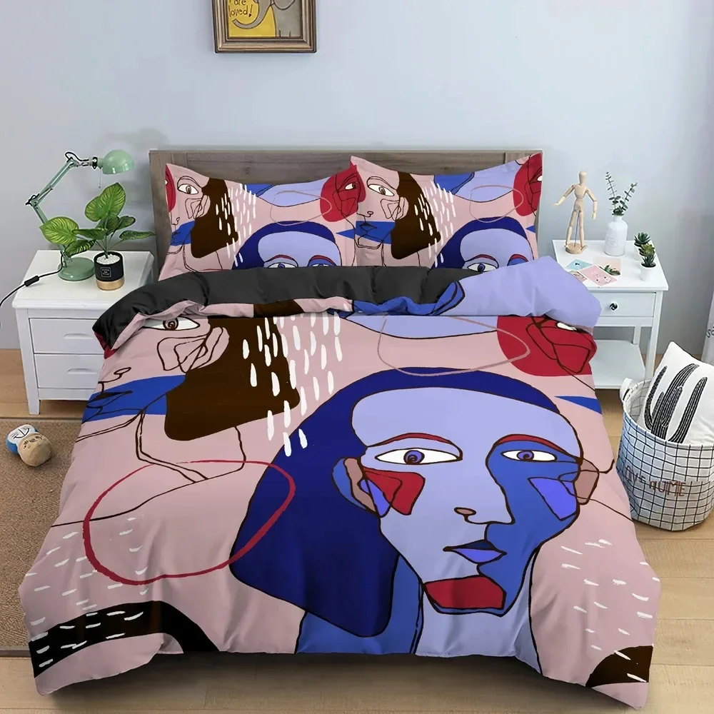 

Abstract Duvet Cover Set Abstract Art Style Polyester Comforter Cover with Pillowcase King Full Size for Boys Girls Bedding Set