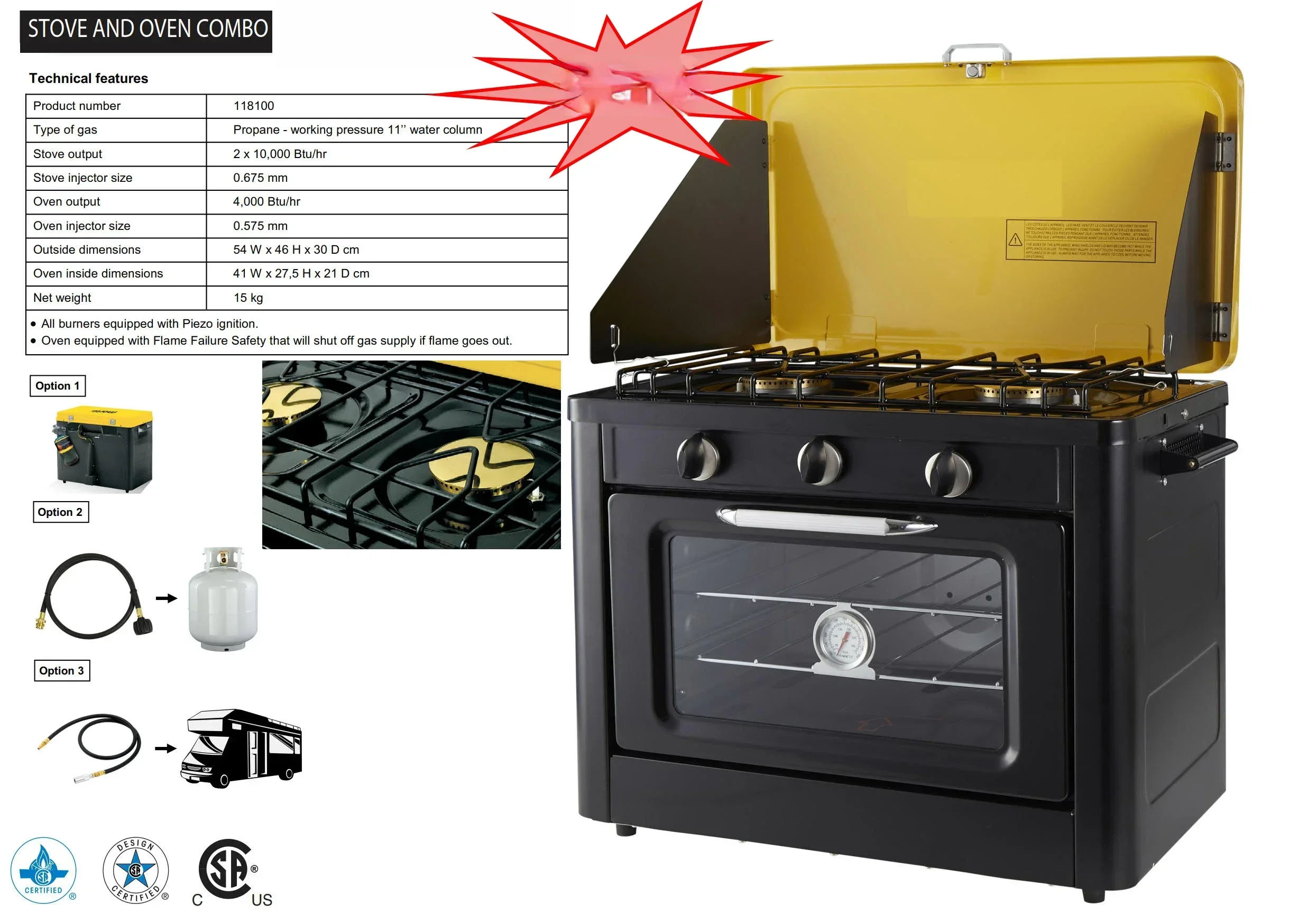 Caravan Motorhome RV Accessories Outdoor Camping Products Gas Stove and Oven COMBO