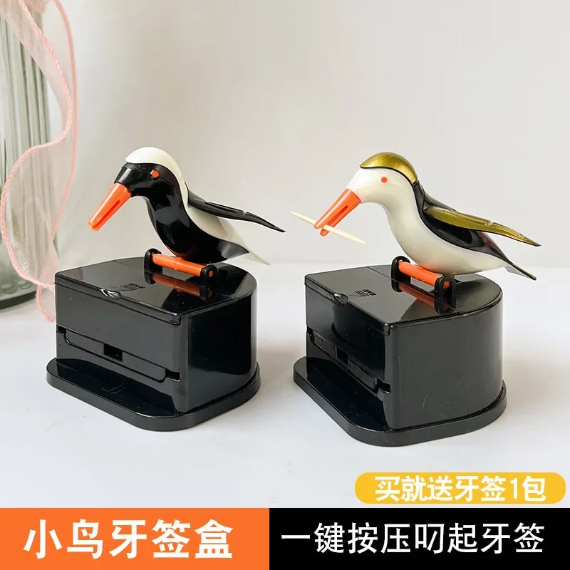 

Bird toothpick box automatically pops up household press woodpecker toothpick holder jar