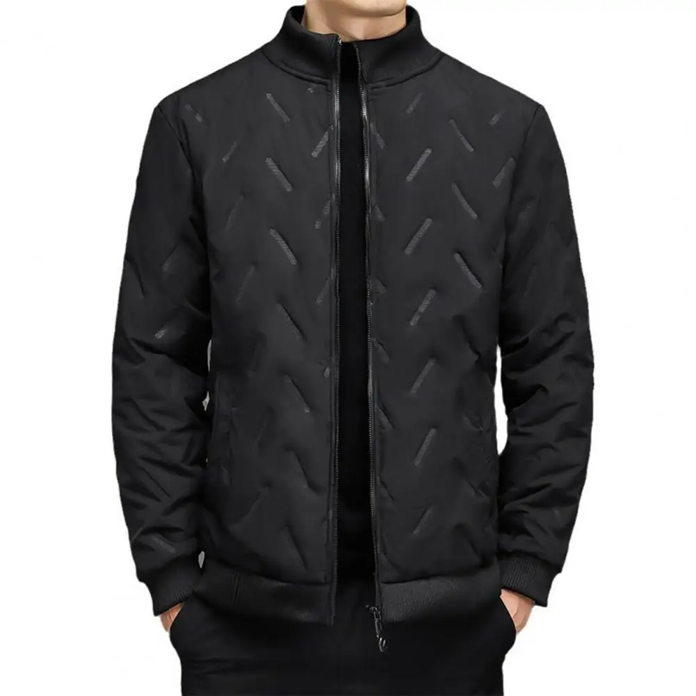 Herren jacke vielseitige Herren jacke Herren geprägte Linien Revers jacke mit Reiß verschluss taschen elastischer Saum Plüsch futter mantel für Wärme