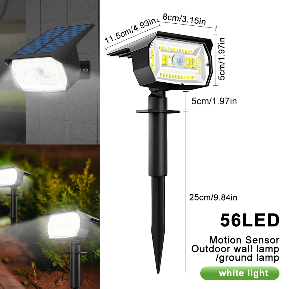 72/68 LED-zonne-landschapsverlichting buiten IP65 waterdicht zonne-licht met 3 modi zonne-tuinspot voor tuin gazon loopbrug