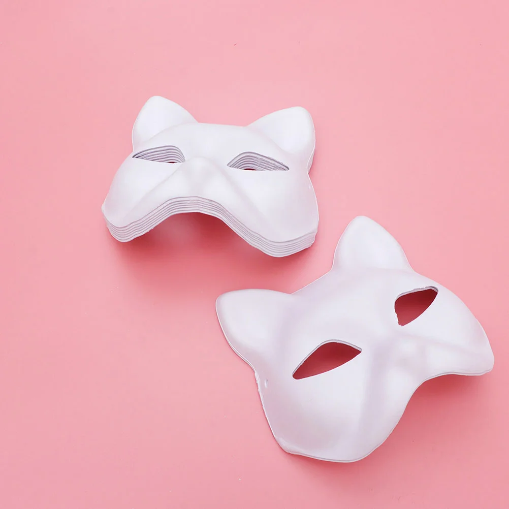 Mão Pintada Animais Máscara de Halloween, Máscaras de Celulose, DIY para Festa, Prom, Graffiti, Performance de Palco, Branco, Half Miss Child, 4 pcs