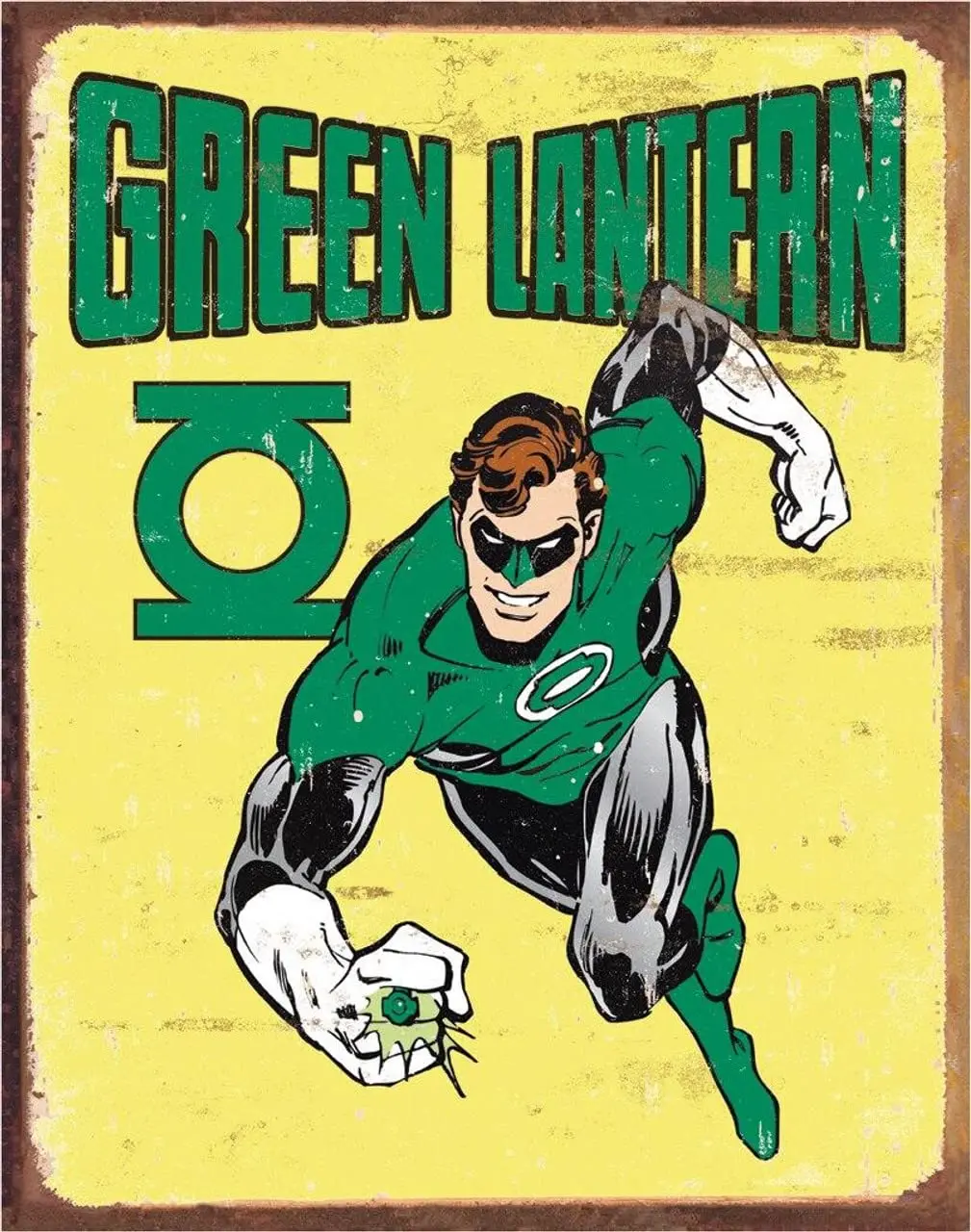 Desperate Enterprises Green Lantern – Retro-Blechschild – nostalgische Vintage-Wanddekoration aus Metall