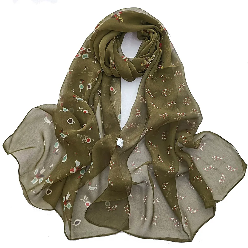 Mountain Flower Women Foulard Elegant Chiffon Georgette Bandana Scarf Summer Beach Sunscreen Thin Breathable