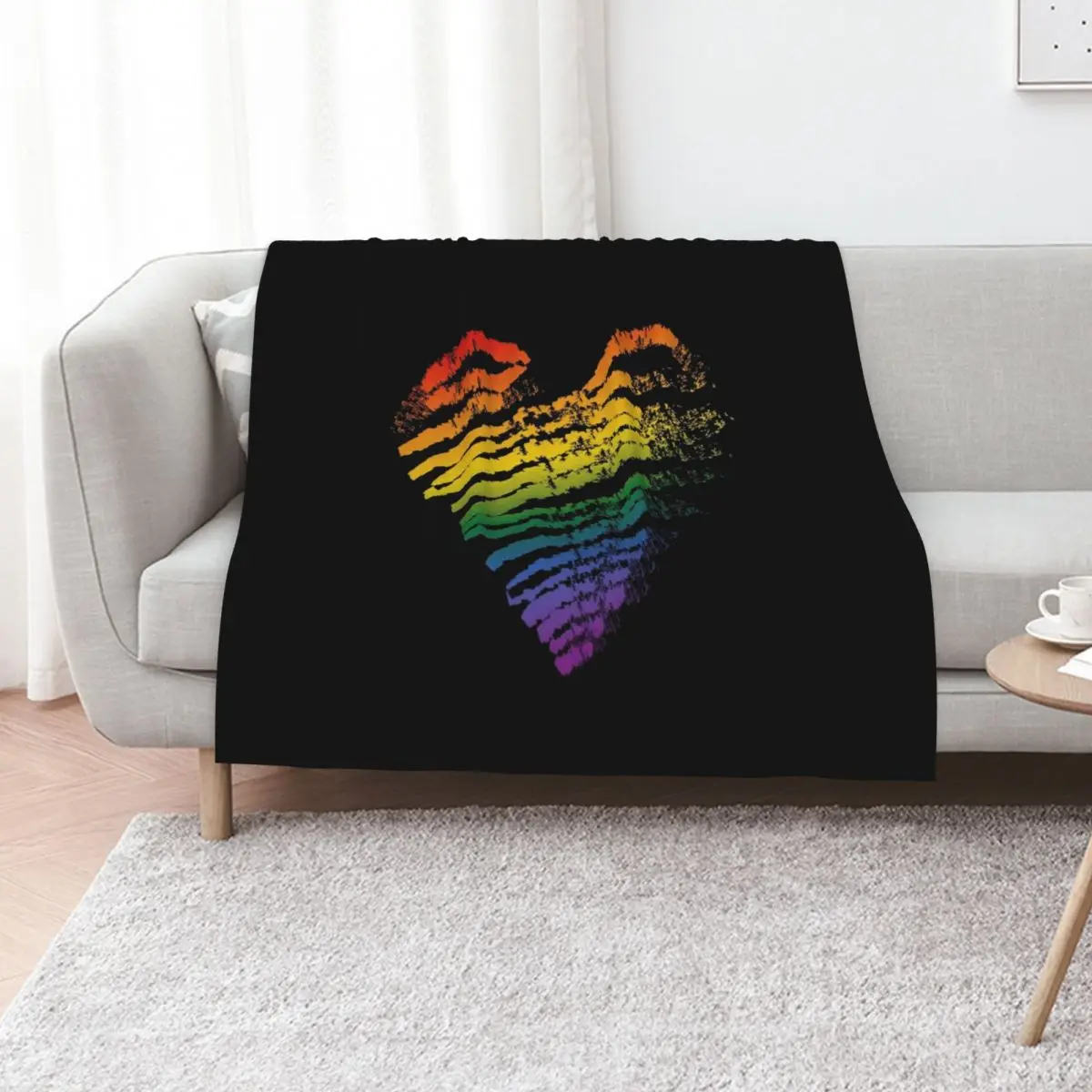 LGBT Gay Lesbian Pride Month Heart Flag Throw Blanket Vintage Cute Plaid Comforter Plaid on the sofa Personalized Gift Blankets