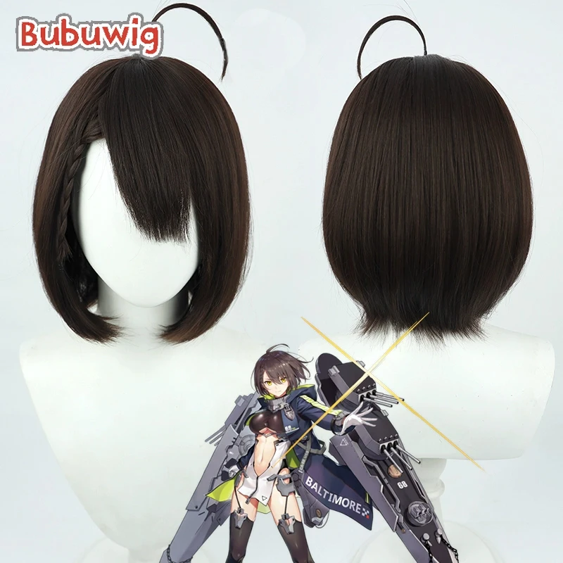 

Bubuwig Synthetic Hair Baltimore Cosplay Wigs Azur Lane Baltimore 38cm Women Short Straight Brown Bobo Cos Wig Heat Resistant