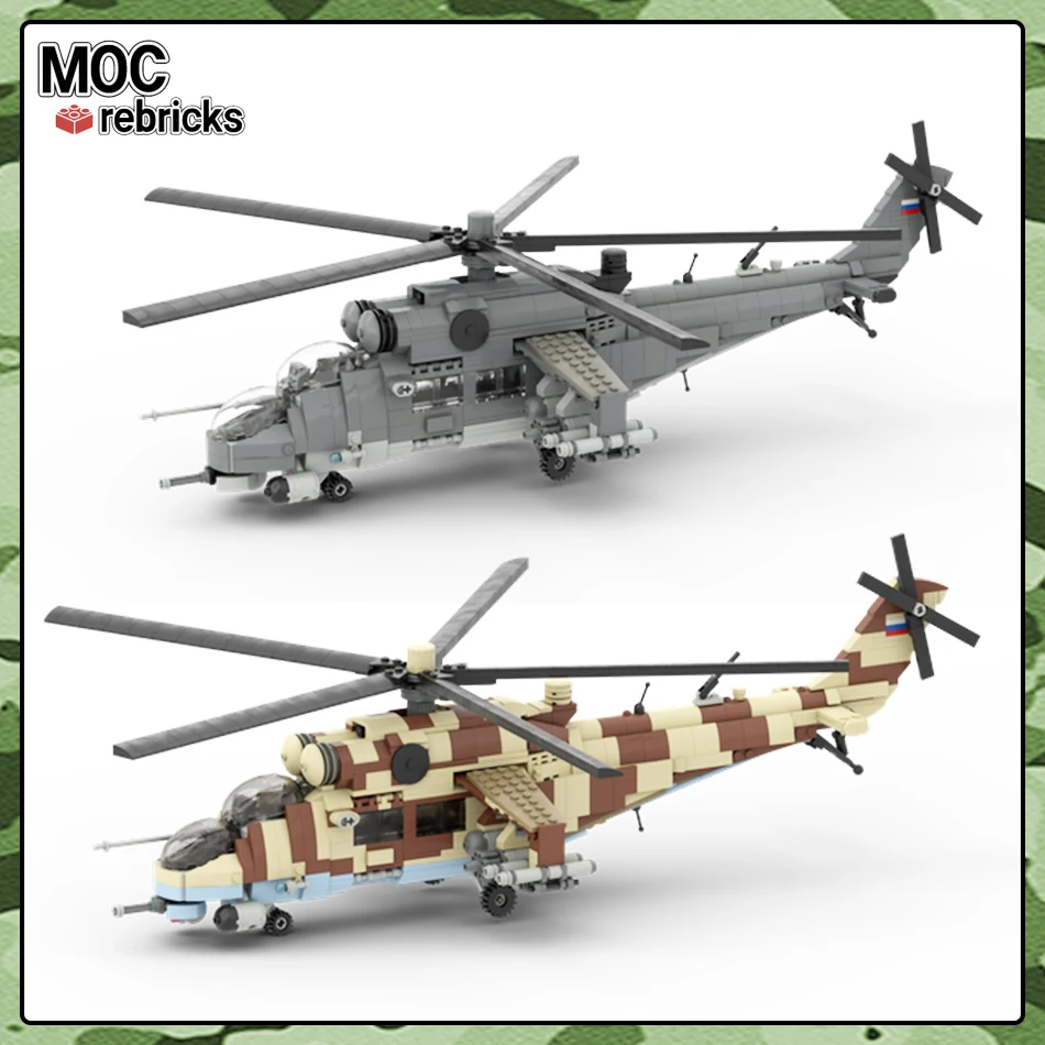 MOC Military Series Mi-35 HIND Armed Helicopters Building Block Model Bricks Collection DIY Toys for Kid Christmas Gifts