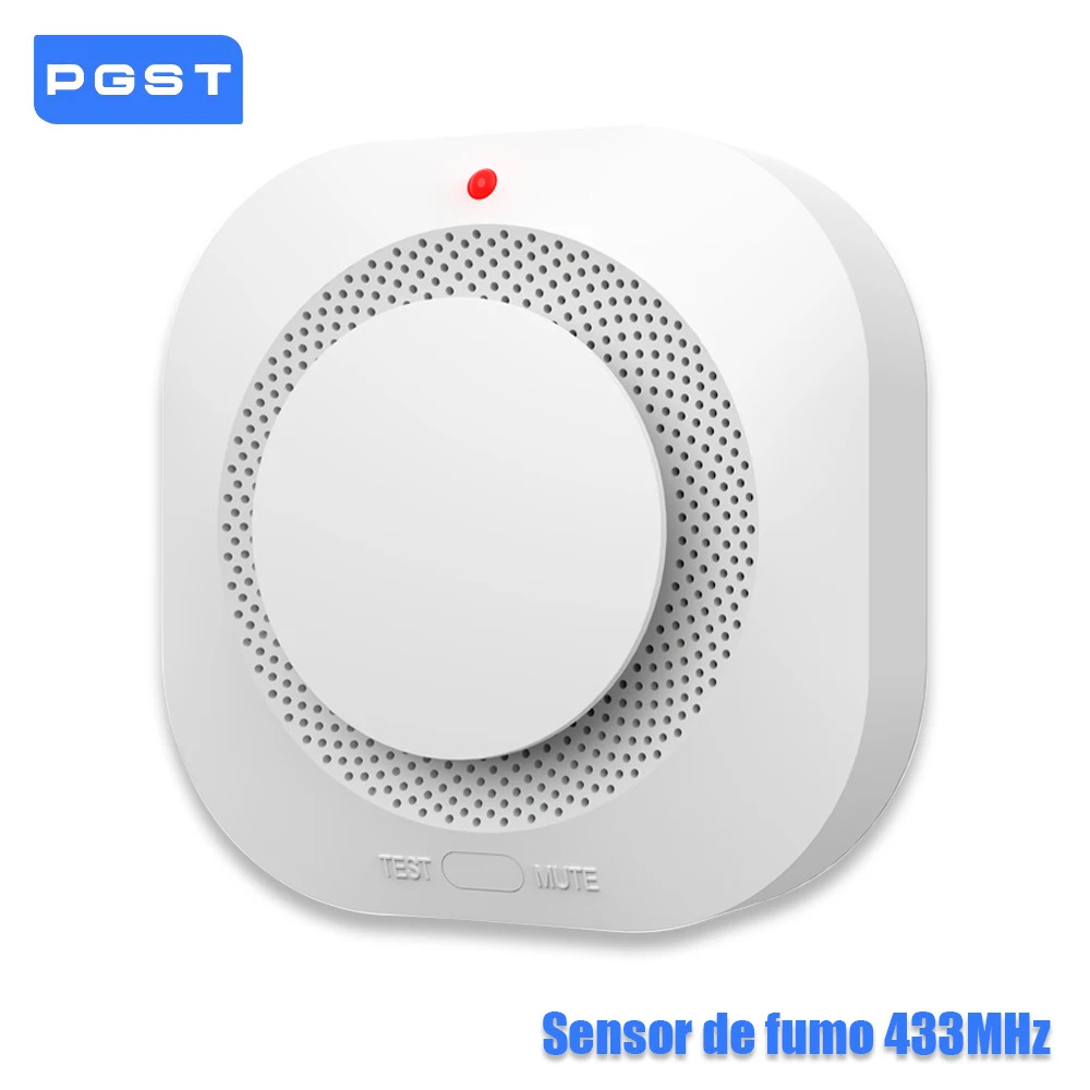 Pgst 433mhz tuya detector de fumaça proteção segurança detector de fumaça sensor para incêndio casa alarme sistema segurança kit vida inteligente