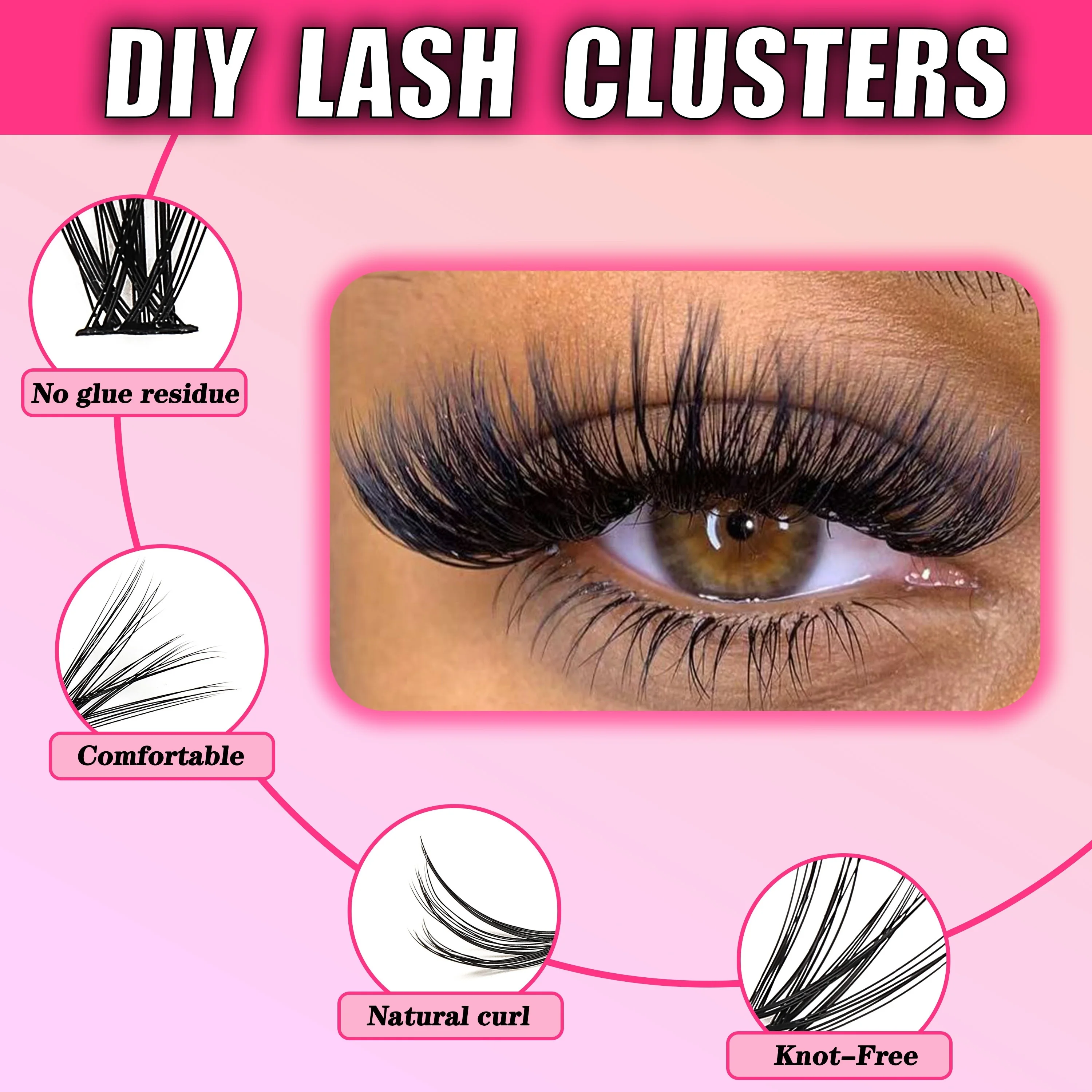 200 Stück 30D Cluster Falsche Wimpern Set, DIY Wimpernverlängerung, 0,05 mm Dicke, D Curl, gemischte Längen 8–16 mm – Detail 4