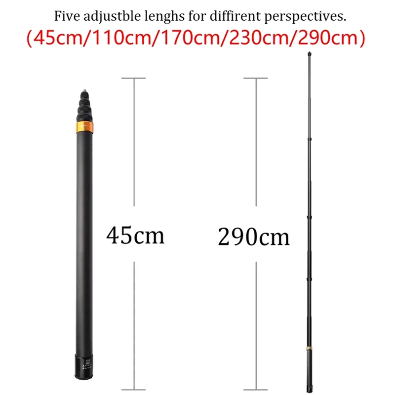 2X Carbon Fiber Invisible Extendable Edition Selfie Stick For Insta360 ONE X2 / ONE / ONE R Action Camera Accessories-PZZW