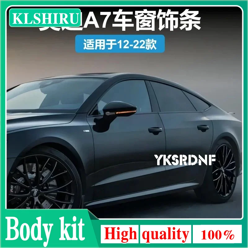 

car styling Black Steel Window Molding Frame Strips Trim Cover For Audi A7 S7 Sline 2012-2023