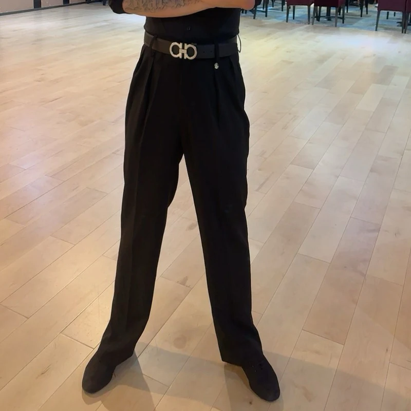 Men Latin Dance Pants Waltz Ballroom Dance Trousers Male High Waist Latin Dance Practice Pants Adults Performance Clothes 15059