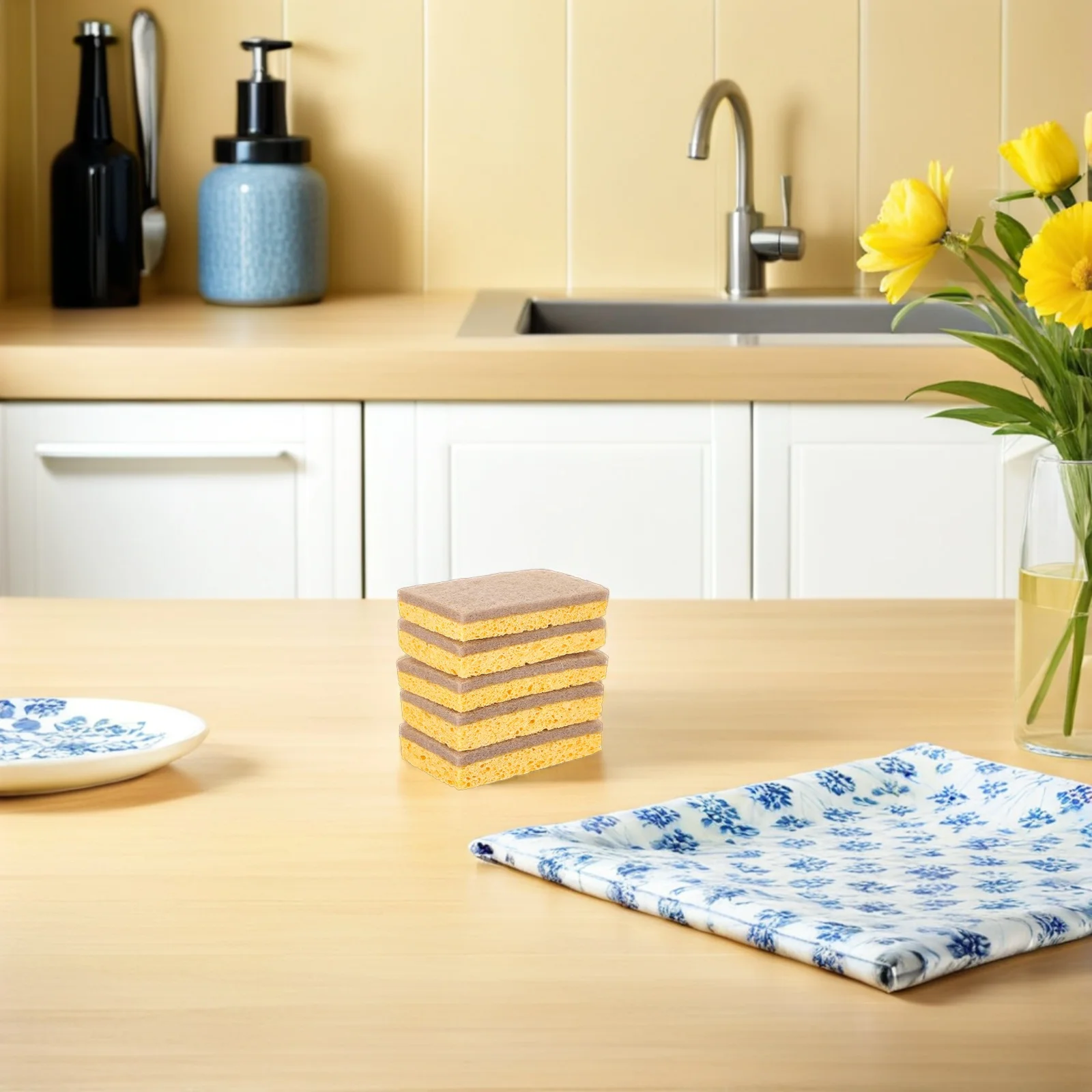 

20Pcs Wood Pulp Dishwashing Sponge Reusable Non-Scratch Kitchen Scrubber for Dishes Pots Utensils Cleaning Home Sink Brush