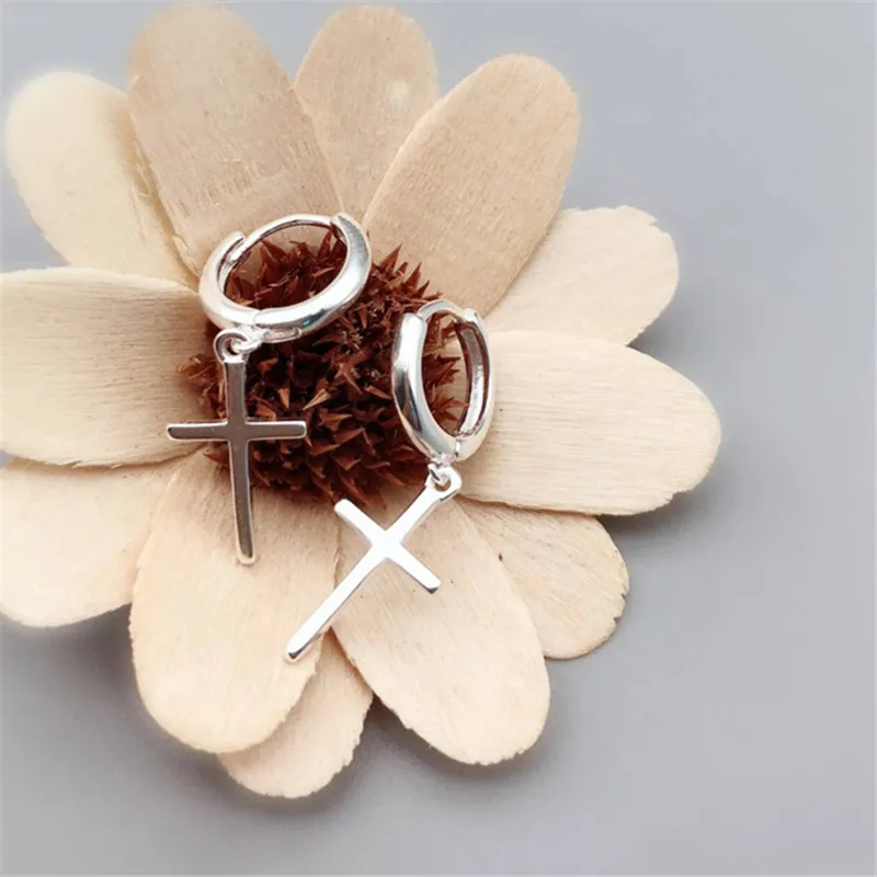 1 زوج العصرية الفضة مطلي الصليب وأقراط للنساء فتاة مجوهرات الحفلات الأنيقة eh1192 #1