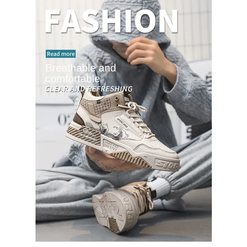 Herren Casual Studenten High-Top Sneakers 2026 Winter Inese Stil Dicke Sohle Rutschfest Alltägliche Streetwear Schuhe