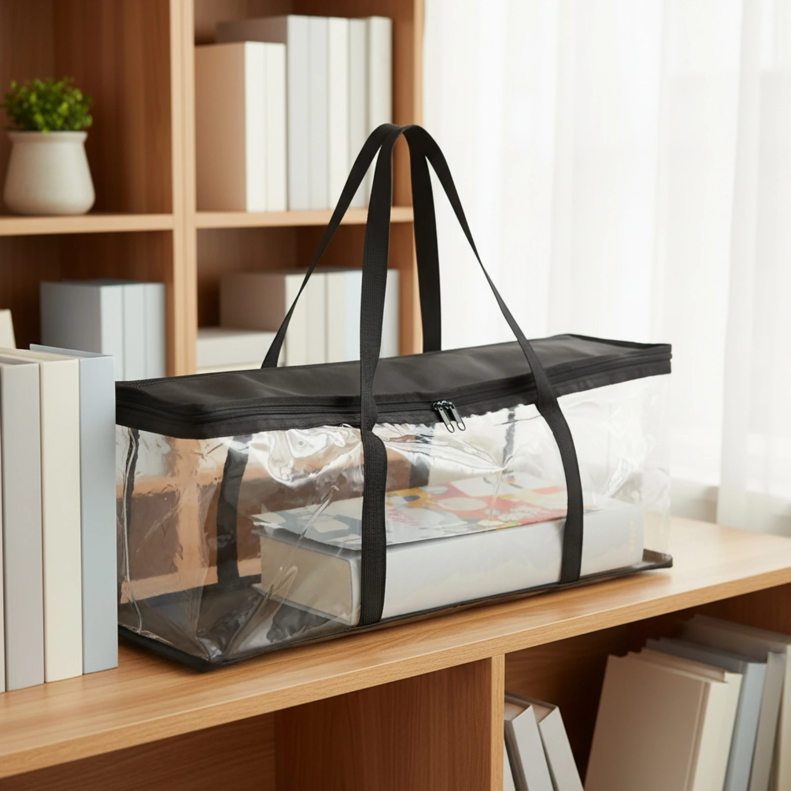 CD Storage Bag Transparent DVD Storage Bag Media Organizer Portable Case Zippered for Collectors, Home Organization, Moving