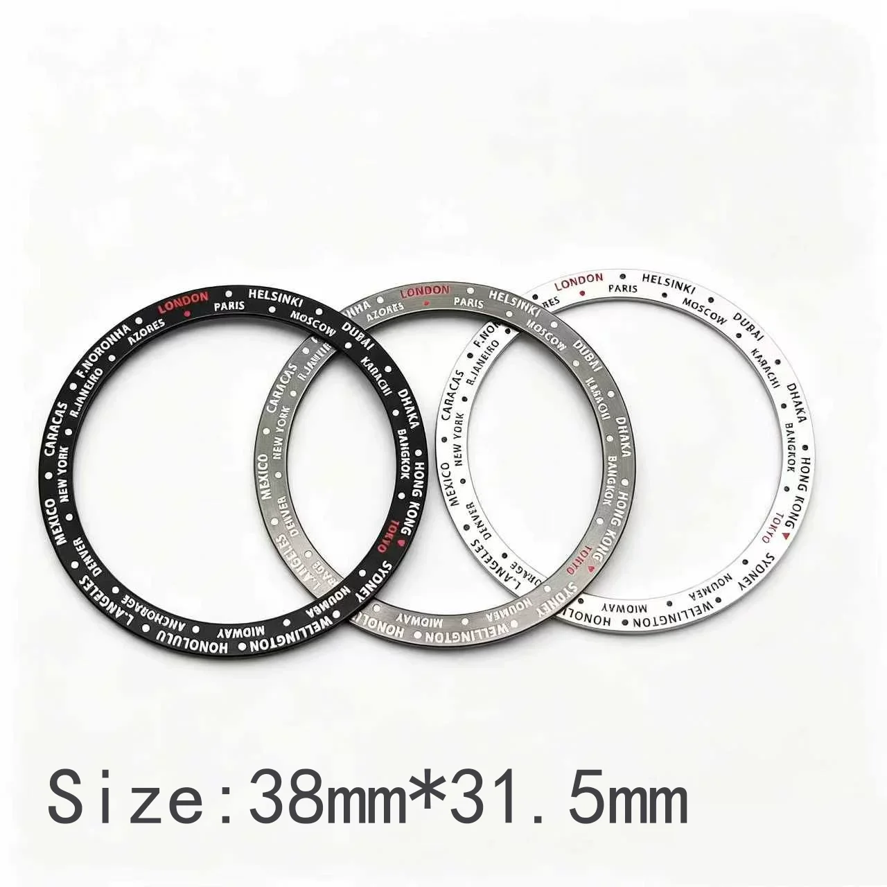 Aluminum Watch Bezel Insert 38mm to 31.5mm Flat Ring London Numerals Watch DIY Replacement