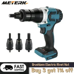 Powerful Brushless Electric Rivet Nut Machine Kit Automatic Electric Riveter Set Riveting Tool with Riveter Heads Tools