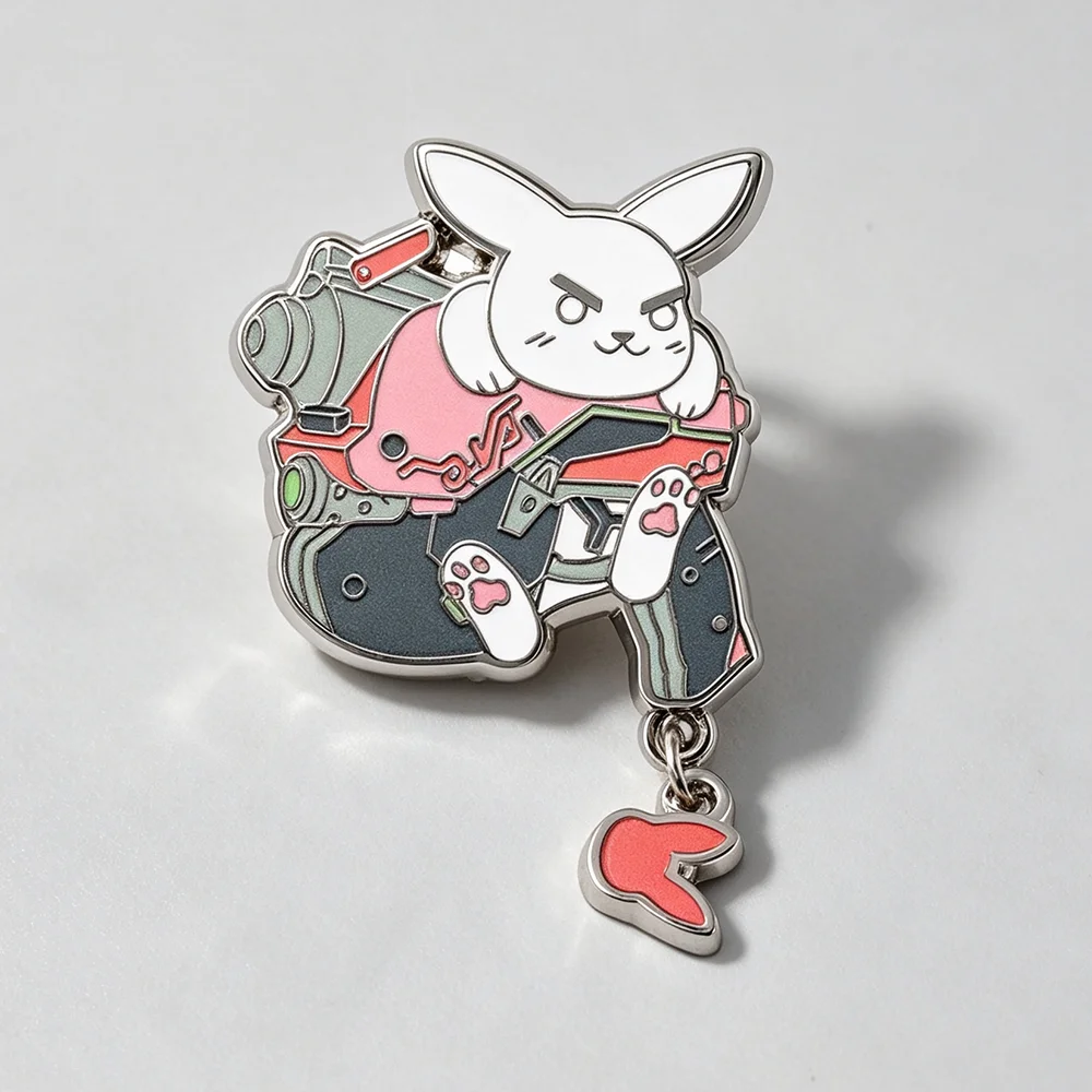 Overwatch Pink Mech Rabbit Brooch Creative Cartoon Mechanical Rabbit Enamel Pin Gaming Merchandise Metal Badge Jewelry Accessory