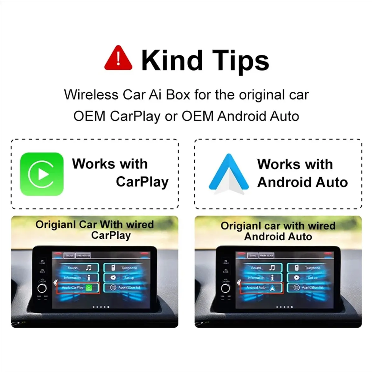 Top Sale NEW 2in1 Wired to Wireless CarPlay for Android Auto Adapter for Car Stereo with USB Plug and Play