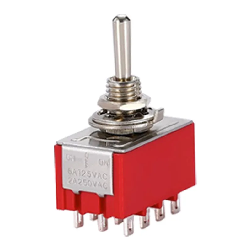 1 PCS,12Pin,Toggle Switches,Red,2/3 Position,ON-ON DPDT Mini Toggle Switches,6A/125V-2A/250V AC,MTS-402,Push Button Switch