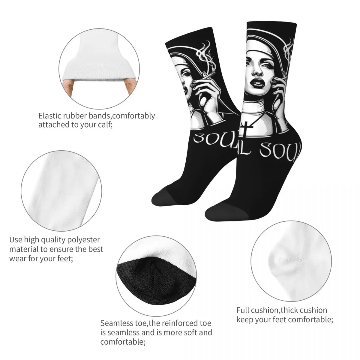 Satanic Bad Nun Socks Autumn Stockings Vintage Adults Men Soft Socks Design Cycling Non Slip Socks