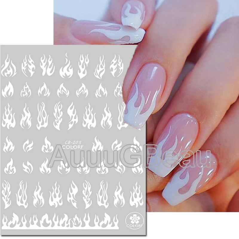 Adesivo Branco Nail Art Adesivos, Manicure Sliders, Decalques, Branco, Fumaça, Ondas, Mables