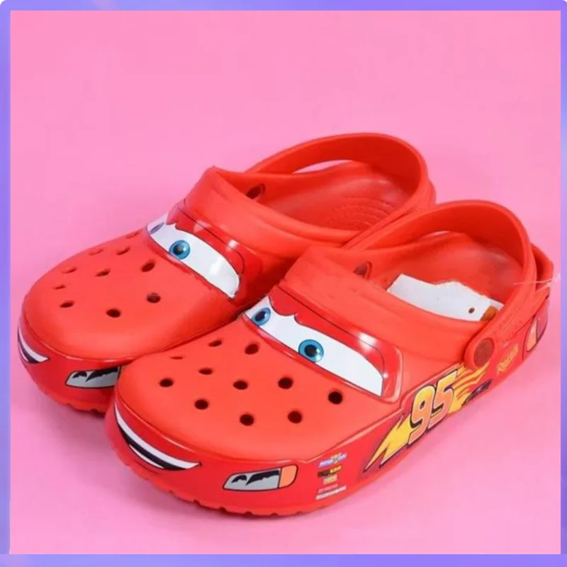 Disney Lightning Mcqueen Pixar Crocs уличные пляжные тапочки милый мультфильм аниме бассейн противоскользящие Crocs #95 автомобильные тапочки обувь игрушки