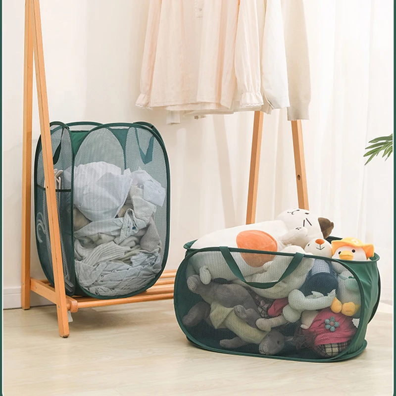 Laundry Basket Portable Large Storage Basket Folding Hollow Dirty Laundry Basket with Durable Handles Household Storage Basket