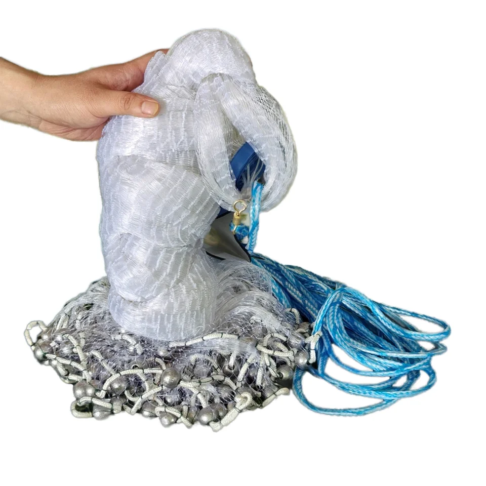 

Горячая распродажа: 10-футовая американская рыболовная сеть-парашют с утяжелением, оцинкованная, для ручного заброса, из моноволоконного нейлона