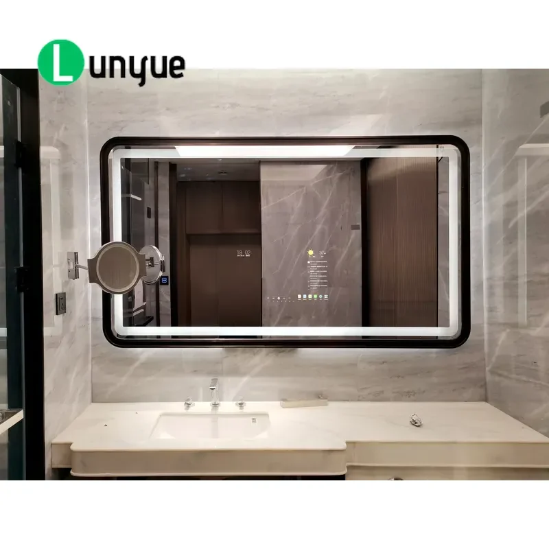 Modern Smart Mirror with Touch Switch Android TV WIFI Apps Backlit Light for Hotel Villa Home Bathroom Wholesale