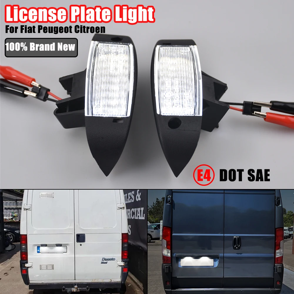 2PCS LED License Plate Light For Citroen Jumpy Jumper Relay Fiat Ducato Peugeot Boxer Canbus Error Free Number Lamp