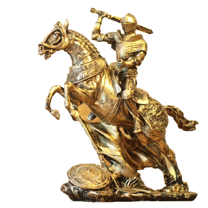 Medieval Samsuzer Armor Sculpture Retro Roman Armor Warrior Creative Bar Ornaments Crafts Knight War Horse Home Room Decoration