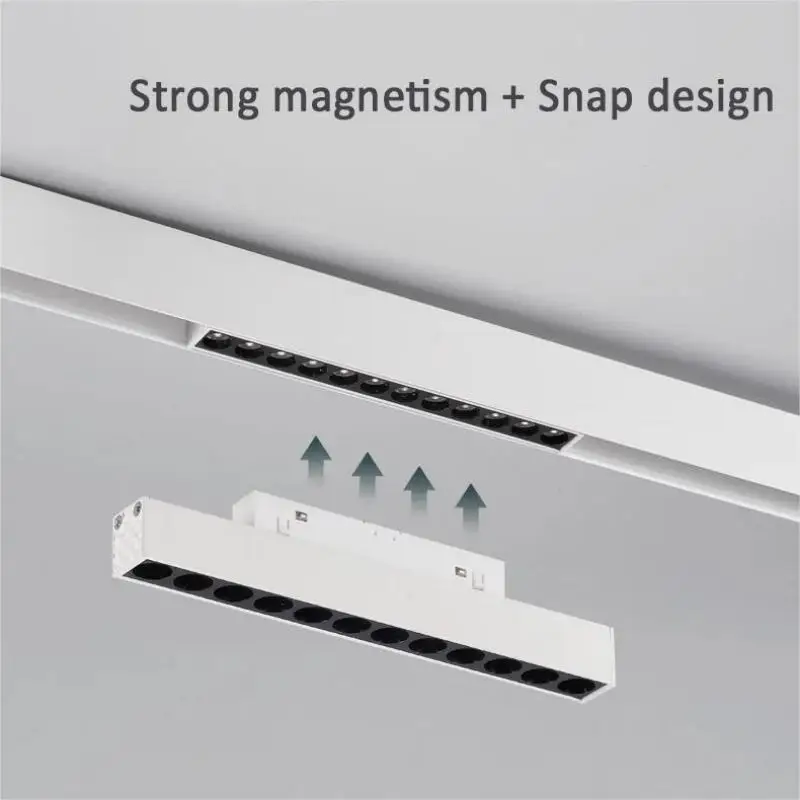 Weißes magnetisches Schienen licht Decken beleuchtungs system moderne LED-Schienen lampe Scheinwerfer DC48V eingebettet für Wohnzimmer nach Hause montiert