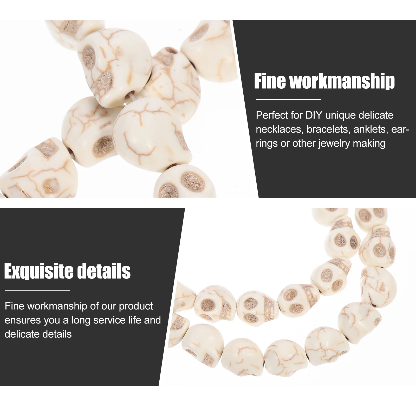 

96Pcs Synthetic Skull Beads Turquoise Color DIY Loose Beads Jewelry Making Accessories Bracelets Necklaces Earrings