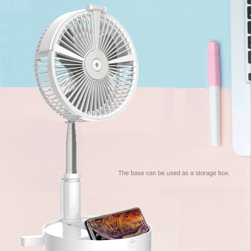 Portable Folding Retractable Floor Low Noise 7200Mah Spray Fan Outdoor Rechargeable Summer Fan Bedroom Desk Cooling