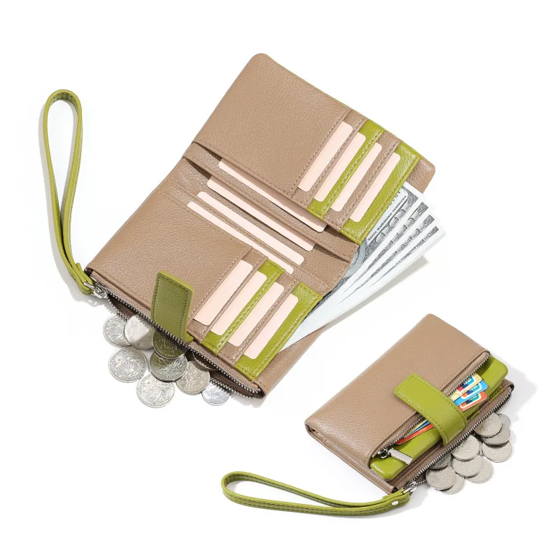 Western RFID Blocking Short PU Leather Women Wallet Large Capacity Patchwork Coin Purse for Ladies