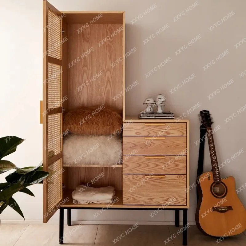XX Hotel Vine Wood Wardrobe Modern Simple Ash Wood Swing Door Locker  Sliding Door Size Wardrobe