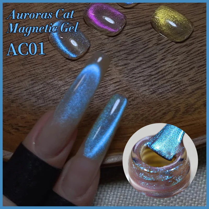 NASCIDO PRETTY-Esmalte Gel, Brilho Aurora, Gato Magnético, Mergulhe, LED UV, Top Coat, Semi Permanente, Verniz Nail Art, 10ml