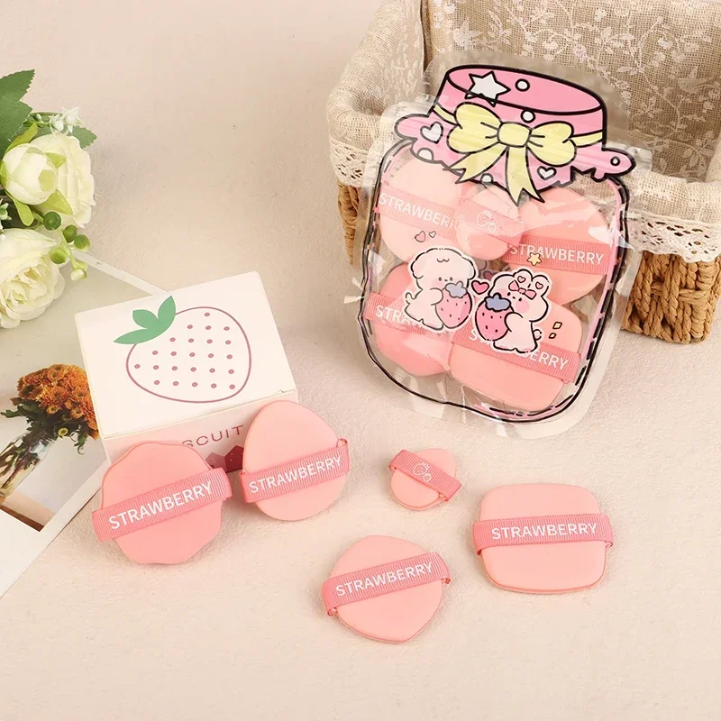 1/5Pcs 딸기 파운데이션 화장품 퍼프 여성 소프트 드라이 및 웨트 사용 메이크업 스펀지 뷰티 에어 쿠션 세부 정보 액세서리 도구