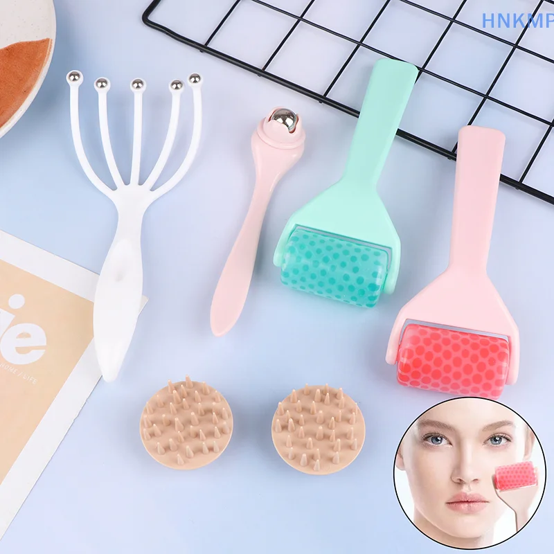 6pcs Facial Beauty Massager Combination Set Ice Roller For Face Massage Roller Eye Cream Massage Stick Freckle Stamp Beauty Tool