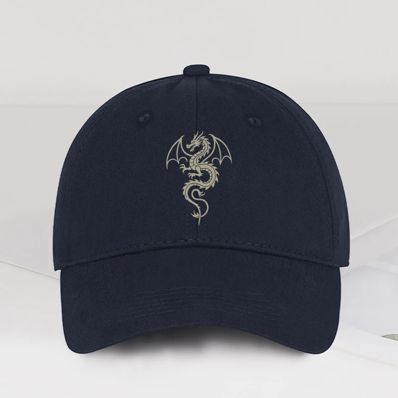 Gorra de béisbol de tela suave con estampado de dragón alado de la marca MLFO, suave, cómoda, ligera, transpirable, ajustable, fresca, misteriosa, Re