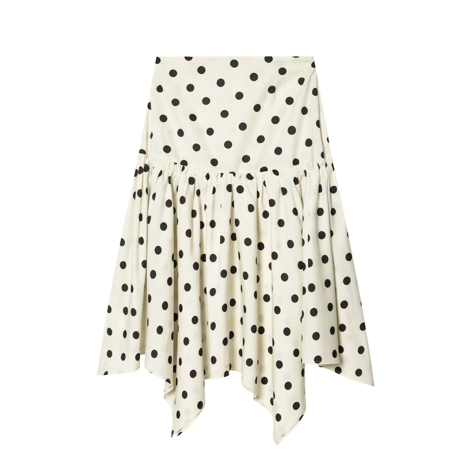 2026 Spring Summer Women's Vintage High Waist A-line Polka Dot Ruffles Long Midi Skirts Lady Elegant Asymmetric Layered Skirts