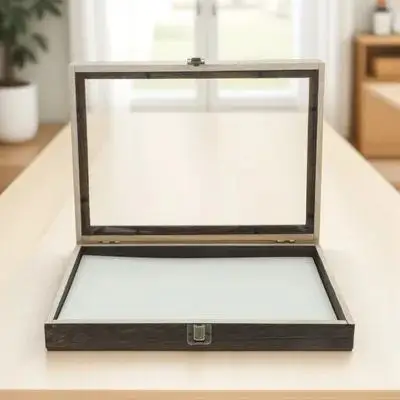 1 set Specimen Display Box 12X12X4Cm Transparent Lid Wooden Frame For Insect Plant Collection Storage Shadow Case Specimen