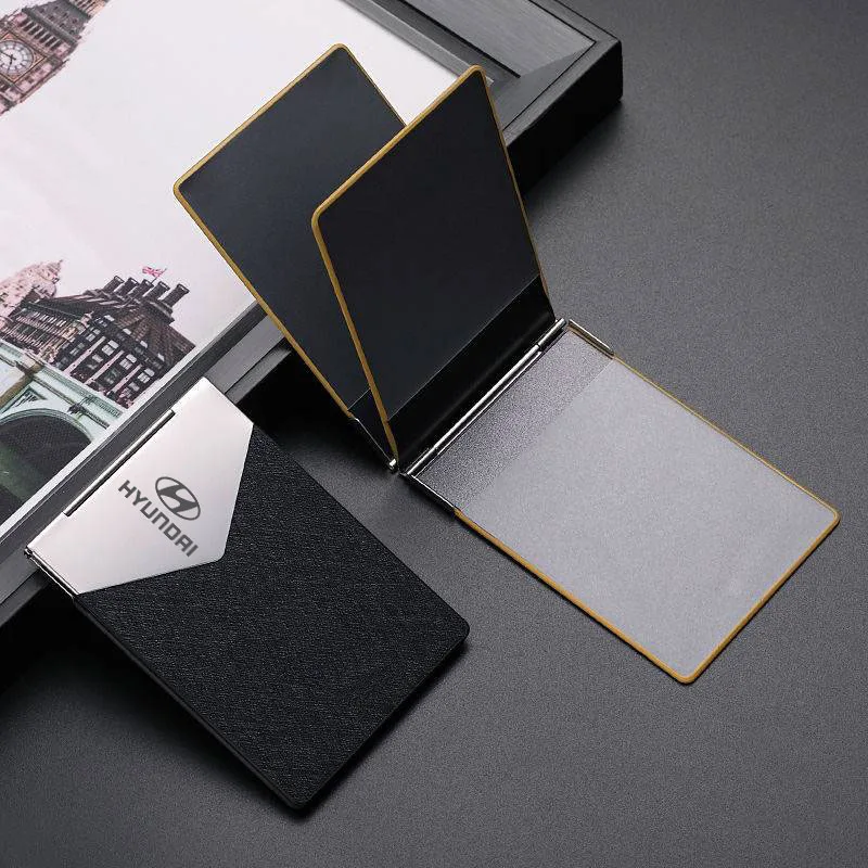 حامل بطاقة رخصة قيادة السيارة من الألومنيوم حافظة ائتمان معرف رفيعة لسيارة Hyundai HB20 KONA i20 i10 IONIQ Elantra Palisade Sonata Grandeur