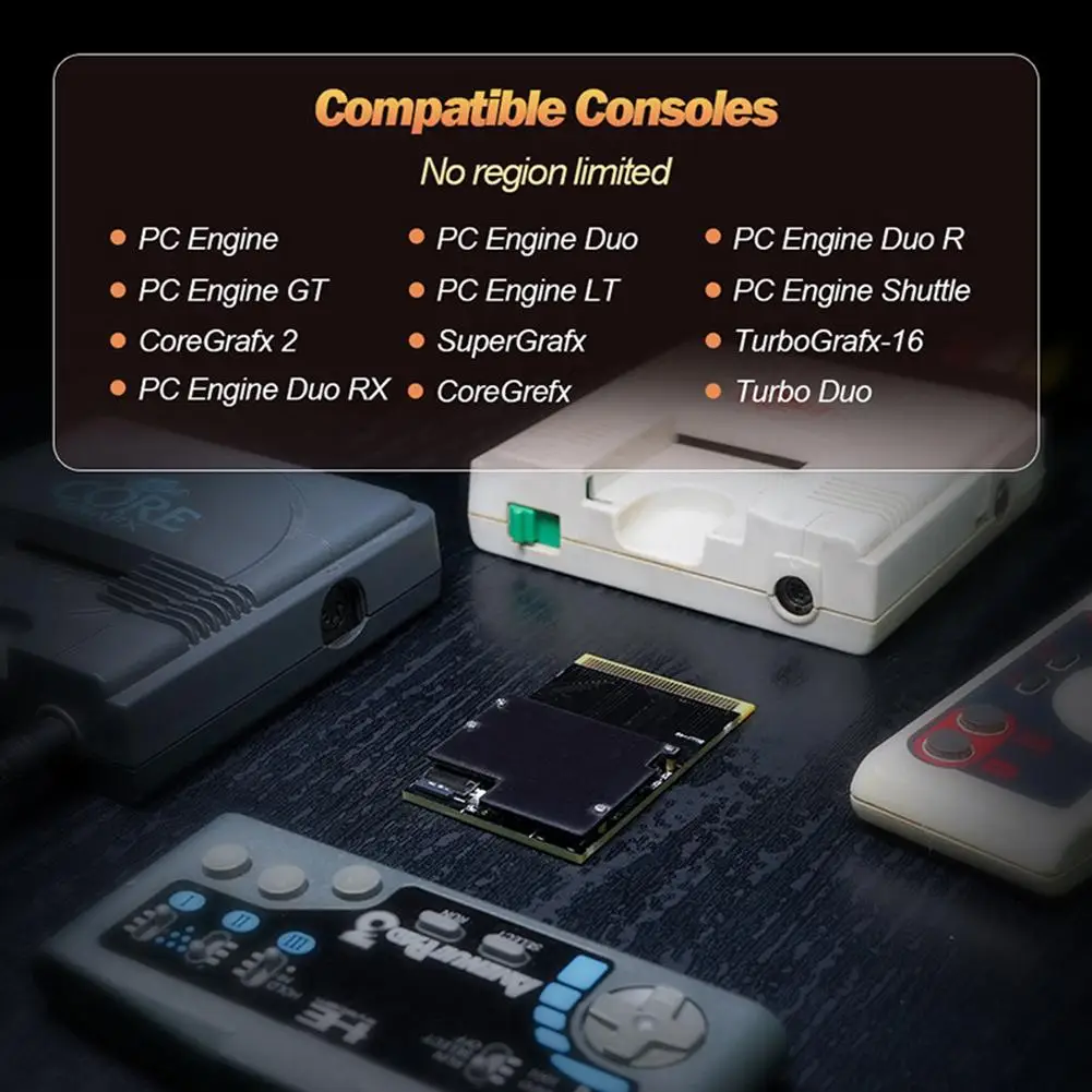 Tarjeta de grabación Pce para consolas de Turbografx-16, tarjeta de juego versión negra y dorada, unidad Flash, tarjeta de memoria X4u9