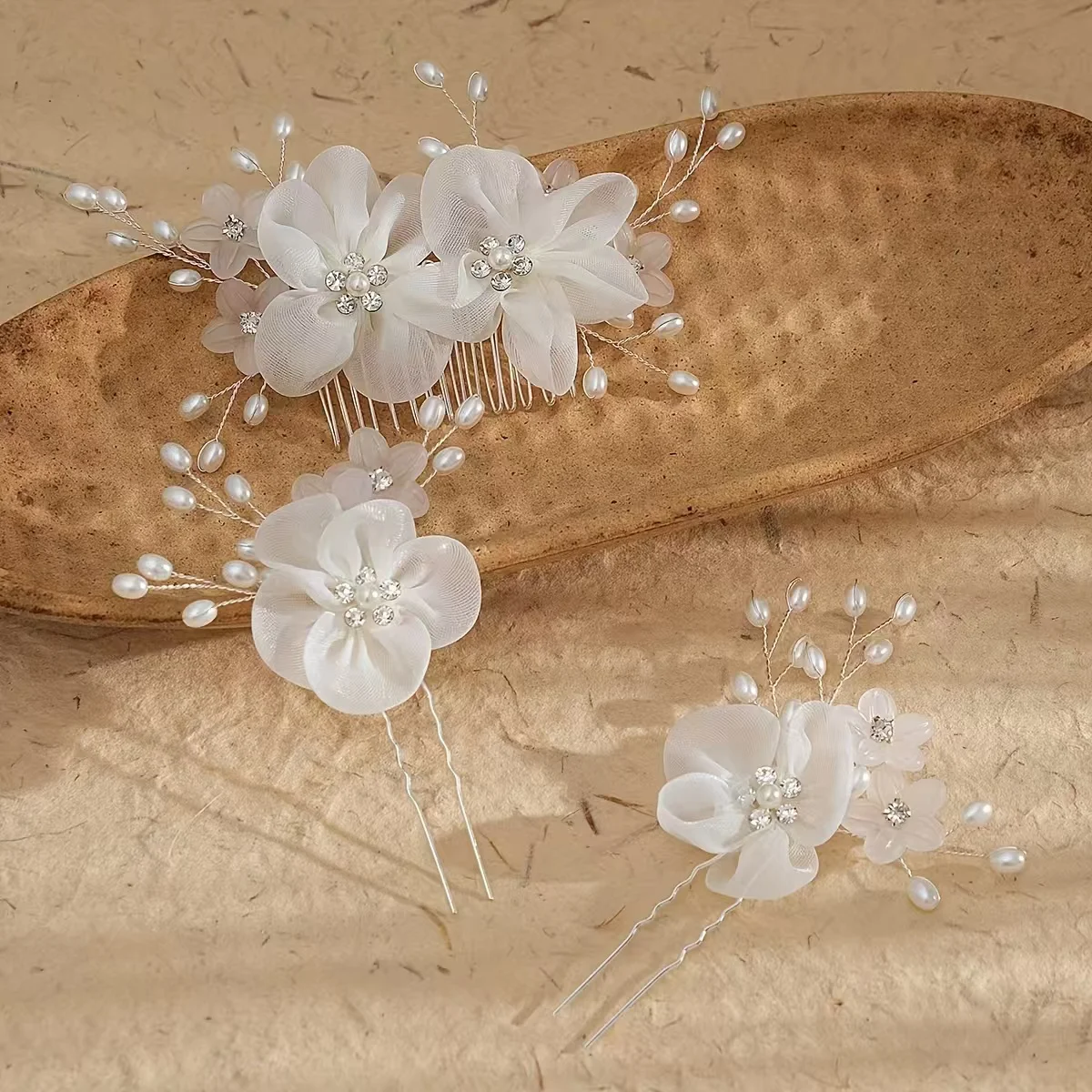 Handmade Fashion Pearl Leaf Hair Comb Rhinestone Flower Hair Clip Bridal Wedding Hair Accessories Jewelry Hair Comb