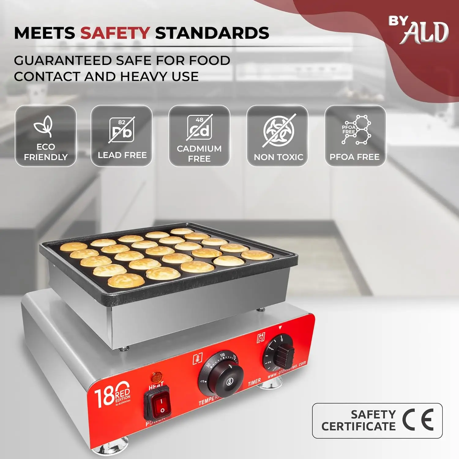 Mini máquina para hacer tortitas holandesas |   Fabricante de Poffertjes |   Antiadherente |   110V (25 panqueques)