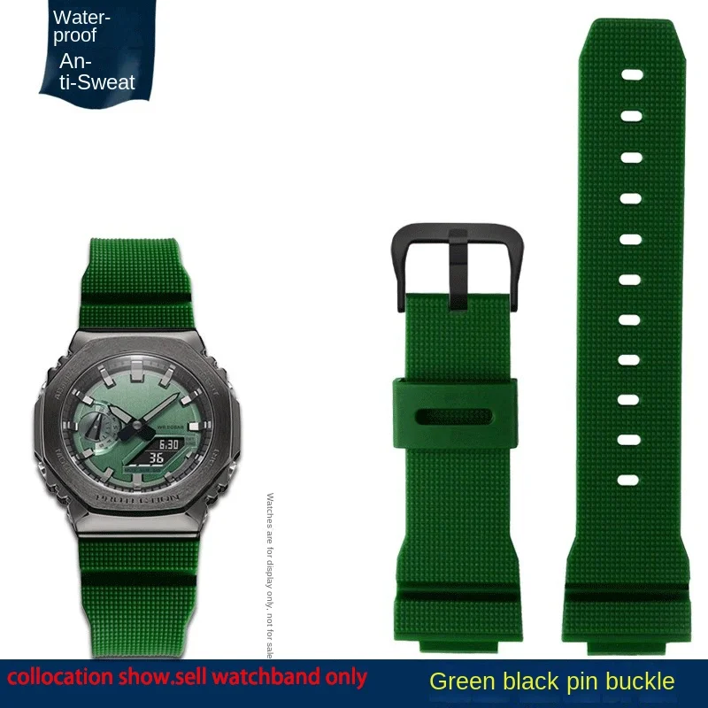 For Casio G-Shock GM-2100 GM-S2100 GA-2100 man Sports waterproofing   watch strap Red Gray Rubber resin watchband bracelet 16mm